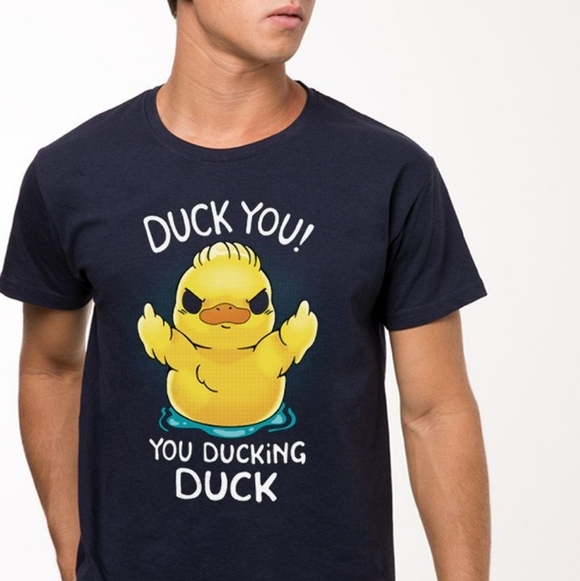 Mens/Unisex XL Navy Blue Duck You T-Shirt Tee - Picture 2 of 5